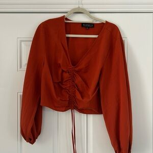 Eloquii Burnt Orange Balloon Sleeve Crop Top